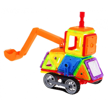 Konstrukcyjne Klocki Magnetyczne dla dzieci 3+ Zestaw 78 el. + Moduł kół + Ramię koparki + Klocki magnetyczne i plastikowe